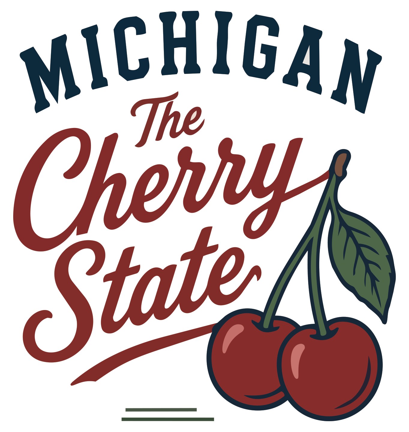 Michigan The Cherry State illustrated concept