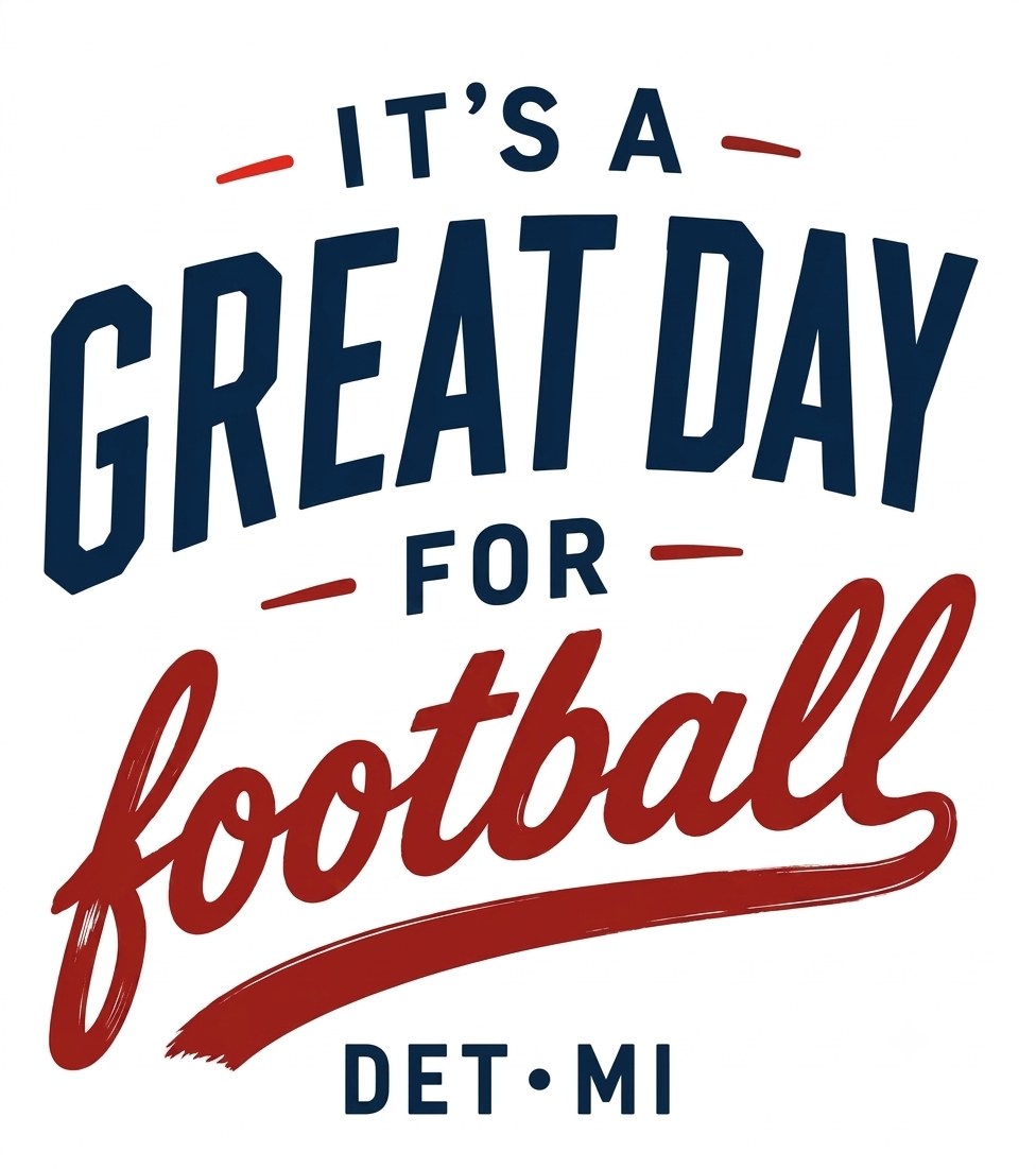 Great Day for Football Detroit red and navy concept