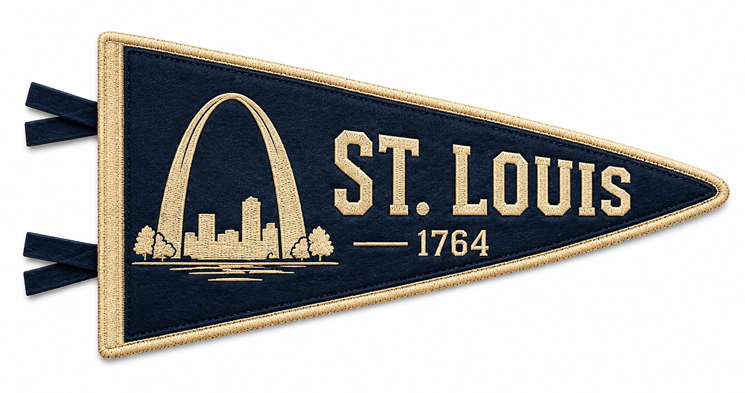 St. Louis embroidered pennant patch concept
